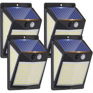 Lampe Solaire Exterieur D&eacute;tecteur De Mouvement, 238 Led Lumiere Solaire Exterieur 3 Modes Spot Led, Grand Angle De 270 &deg;, Ip65 Etanche &Eacute;clairage Jardin Decoration (Lot De 4) - Neuf