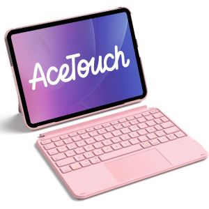 Coque Clavier Pour Ipad 11E/10E G&eacute;n, Pour Ipad 10E (10,9"")/11E (2025 A16), Air 11"" M3/M2, Air 6/5/4E, Pro 11 4E-1Re, Clavier Ultral&eacute;ger D&eacute;tachable Avec Pav&eacute; Tactile, Rose Acetouch - Neuf