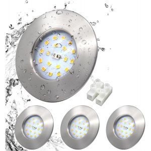 KAL-Spot Led Encastrable Extra Plat 5W,4X Spot Salle De Bain Ip44,Blanc Neutre 4500K,Trou 60-68Mm,Plafonnier Encastré Inox Brossé 220V 500Lm Pour Cuisine Salon - Neuf