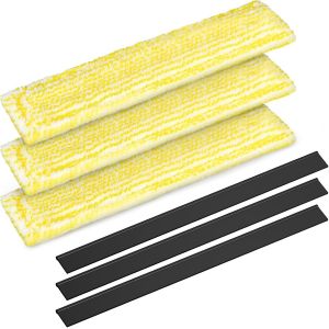 Lot De 3 Lèvres En Caoutchouc Et 3 Serpillères En Microfibre Pour Aspirateur De Fenêtre Kärcher - Accessoires De Rechange - Compatible Avec Les Vaporisateurs Wv2 Wv5 Wv6 Plus Premi[SSE7112239] - Neuf