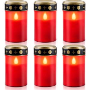 Eryi-6 Pièces Bougie Led Cimetière, Lumière Funéraire, Bougies Étanches, Lanterne Électrique, Lampe À Piles (Non Incluses) - Neuf
