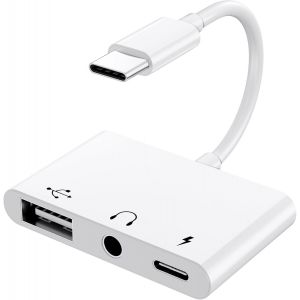 3 En 1 Adaptateur Usb C Jack 3.5mm Avec Usb Otg 3.0 Et Charge Rapide 60w, Compatible Avec Iphone 16//15/16 Pro Max, Galaxy, Huawei P50/Mate Pixel, Pad[Z92] - Neuf