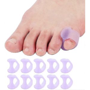 Paquet De 10 Attelles D'orteil En Gel Pour Le Petit Orteil,Correcteur De Redresseur D'orteil Réglable Pour Le Soulagement Des Orteils En Marteau Et De L'oignon,Séparateurs D'orteils Violets - Neuf