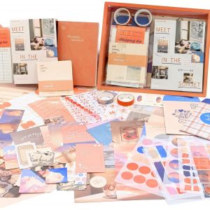 Sjzg-410pcs Kit Scrapbooking Enfant Diy Bullet Journal Accessoire Vintage Sticker Scrapbooking Materiel Kit Complet Autocollant Scrapbooking Accessoires Cadeau Fille 8 9 10 11 12 13 Ans Ado-Orange - Neuf