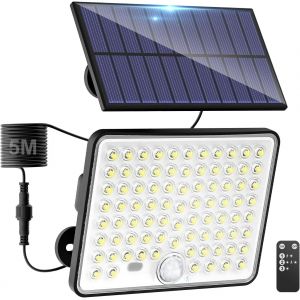 Lampe Solaire Exterieur Detecteur De Mouvement,Led Convex Lenses Projecteur Solaire,3mode 1800mah Lumiere Solaire Exterieur&eacute; Tanch&eacute;it&eacute; Ip65 Spot Ext&eacute;rieur Pour Jardin Garage Lumi&egrave;re Chaude - Neuf