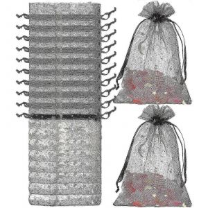 Lot de 50 sachets &agrave; bijoux avec cordon de serrage,petits sachets lune et &eacute;toiles,sachets cadeaux pour f&ecirc;tes,sachets &agrave; bonbons,sachets cadeaux en maille - Neuf