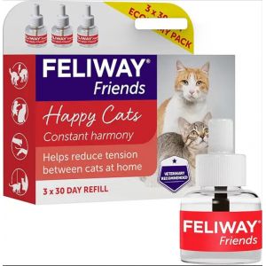 Feliway Friends - Pack 3 Recharges - La Solution Con&ccedil;ue Pour R&eacute;duire Les Conflits, Tensions, Bagarres Entre Vos Chats - Scientifiquement Prouv&eacute; - 3 Recharges (3x 30 Jours) - Neuf
