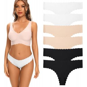 Kgabery-String Coton Femme Invisible Tanga Lot De 6,Taille Basse String Sans Couture Ajustement Confortable Culotte Femme Pour Travail Loisirs Sports - Neuf