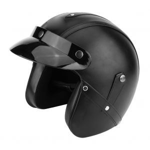 Casque Demi-Casque Ouvert Universel En Cuir Pu Pour Moto Et Scooter (Noir Uni Xl) - Neuf