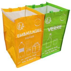 ERYI-Poubelle Tri Selectif - Poubelle Cuisine 50 Litres - Poubelle Double - Poubelle Tri Selectif 2 Bac - Poubelle Cuisine Tri Selectif 2 Bacs (Couleur) - Neuf