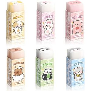 Mignon Crayon Gomme, Gomme Douce, Gomme Animale Mignonne Enfants, Animé Coloré Gomme, pour Anniversaire Enfants, Maison Fournitures de Bureau Papeterie, 6 Pcs - Neuf
