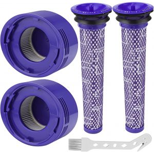 Filtre pour Dyson V8/V7,Filtres de Rechange Lavable pour Aspirateur Dyson V7/V8 Absolute et Animal,Accessoire Aspirateur pour Dyson V8 Avec 2 Post-Filtres HEPA,2 Pré-Filtres,1 Outil de Nettoyage - Neuf