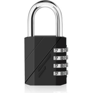 Cadenas à Combinaison à 4 Digit,Serrure Combinée,Cadena a code pour casier vestiaire sport pour Gymnase, école, Portail, Hangar, Garage, Rangement, Casiers à Bagages et Boîte à Outils,Noir - Neuf