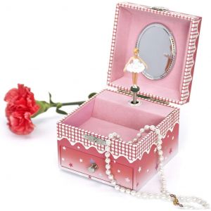 Kalanka-Trousselier - Ballerine - Bo&icirc;te &Agrave; Bijoux Musicale - Id&eacute;al Cadeau Jeune Fille - Phosphorescent - Brille Dans La Nuit - Musique Beau Danube Bleu - Colori Rose Fonc&eacute; - Neuf