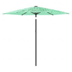 Parasol De Jardin Avec M&acirc;t En Acier 268 X 268 X 226 Cm Protection Uv M&eacute;canisme &Agrave; Manivelle Style Moderne En Polyester Vert Helloshop26 02_0056398 - Neuf