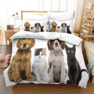 Sets Housse De Couette Avec Taies D'oreiller Mode Unique D Chiot Et Chaton Microfibre Literie Parure De Lit Linge De Lit Avec Single&pound;&iquest;Xcm&pound;&copy; - Neuf
