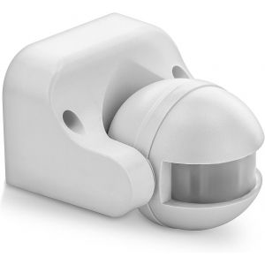 1x Infrarouge D&eacute;tecteur de Mouvement &Eacute;merger Montage Mural &Agrave; l'int&eacute;rieur A l'ext&eacute;rieur R&eacute;sistant aux &Eacute;claboussures Inclinable 180&deg; Zone de Travail Port&eacute;e de 12m Blanc - Neuf