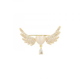 Cadeau De No&euml;l - Broche Goutte D'eau En Forme De Coeur Avec Ailes D'ange - Neuf