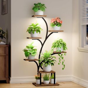 ASFASFq-Support pour plantes d'intérieur avec lampes de croissance, étagère d'intérieur à 7 niveaux, supports d'angle pour plantes d'intérieur, étagères en métal en forme d'arbre pour la maison, la - Neuf