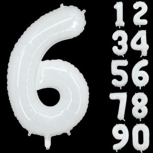 SJZG-Grands Ballons En Aluminium En Forme De Chiffre Pour D&eacute;coration De F&ecirc;te D'Anniversaire, F&ecirc;te Pr&eacute;natale, Anniversaire De Mariage - 101,6 Cm - Blanc - Neuf