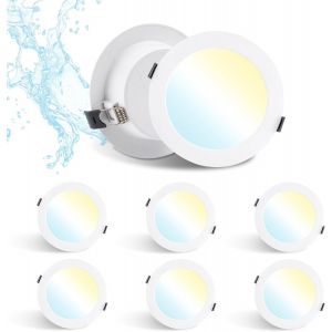 SUBZONAL-Lot de 6 Spot LED Encastrable 12W, Blanc Chaud 3000K/Blanc Neutre 4000K/Blanc Froid 6000K R&eacute;glable, Spots Salle de Bain IP44, Trou &Oslash;120-130mm, Spot LED Ext&eacute;rieur pour Cuisine, Salon - Neuf