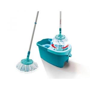 Set lave sol avec seau essoreur Leifheit Clean Twist Disc Mop 52101, balais serpilli&egrave;re &agrave; franges avec manche t&eacute;lescopique, seau 6 L - Neuf