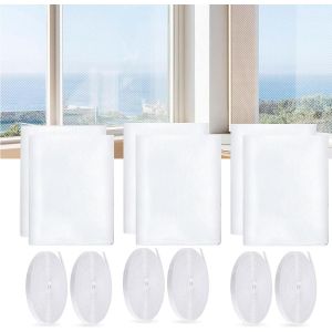 6 pièces Moustiquaire Fenêtre,130x150cm DIY Filet Moustiquaire Auto-Adhésif Découpable Maille Ultra Fine Moustiquaire Filet Moustiquaire Anti-Insectes Mouches sans Perçage Moustiquaire (Blanc-6) - Neuf