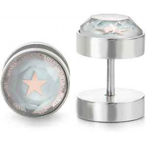Kal-10mm Cercle Clous D'oreille Boucles D'oreilles Avec Etoile - Acier Bouchon Jauge Faux Fake Gauges Plugs Pour Femme - Neuf