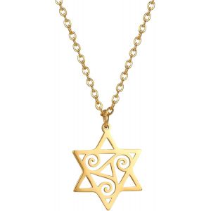 Kal-David Star Collier Celtique Triple Spirale Pour Femme Et Homme En Acier Inoxydable Creux &Eacute;toile De David Triple Spirale Pendentif Collier Cadeau Pour Fille - Neuf