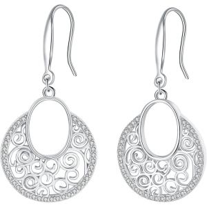 Kal-Boucles D'oreilles Femme Argent Sterling 925 Pendentif Boucles D'oreilles Cadeaux Originaux -Pour Femmes Epouse - Neuf