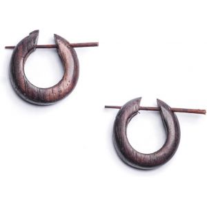 Kal-Noir 16g B&acirc;ton Petit Bois Tribal Boucles D'oreilles En Bois Paire - Neuf