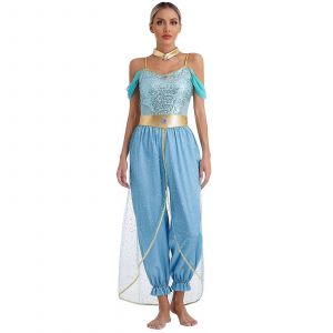 Costume De Princesse Arabe Pour Femme, Deguisement Bollywood, Combinaison Ornee De Pierres Precieuses, Tenue De Danse Du Ventre - Neuf
