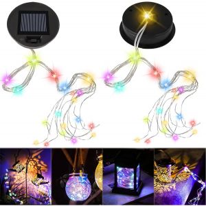 JGD-Lot de 2 lampes solaires de rechange avec guirlandes lumineuses color&eacute;es pour arrosoir solaire, &eacute;tanche IP65, bo&icirc;tier de batterie solaire, panneau solaire de rechange pour lampes solaires &agrave; - Neuf