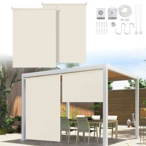 2 Pi&egrave;ces Store Vertical Stores Ext&eacute;rieurs Stores Verticaux De Balcon Protection Solaire 180x240cm Beige - Neuf