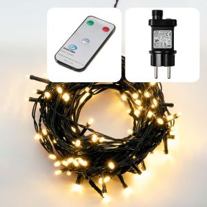 Aiou-Led Guirlande Lumineuse Extérieure Ou Intérieure I Télécommande Avec Minuterie I Guirlande Lumineuse Blanc Chaud I Guirlande Lumineuse Avec 240 Led I Avec Câble En Vert <59 Lm 151244 - Neuf