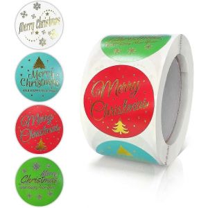 Autocollants De Noël De 1,5 Pouce,Ronds,Imperméables Et Amovibles,Étiquettes De Noël,500 Pièces - Neuf