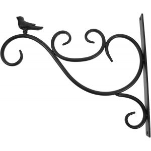 MEVRONISSHOP-Support De Fleurs Suspendu Fer Forgé Potence Murale Élégante Pour Pots De Fleurs Et Jardinières Décoration Intérieure Et Extérieure Noir - Neuf