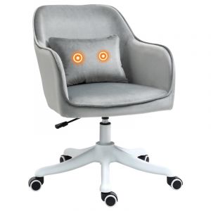 T1003-01-07780 - Chaise de bureau ergonomique avec massage, dot&eacute;e d'un soutien lombaire int&eacute;gr&eacute; et d'une hauteur r&eacute;glable.Ce fauteuil de bureau tournant 360&deg;, au fini gris velours et aux pieds chrom&eacute;s - Neuf