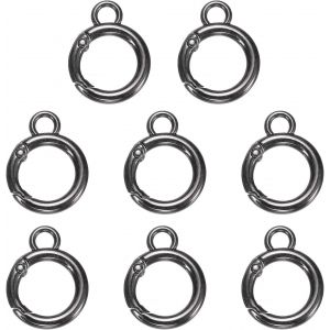 ERYI-Lot De 8 Porte-Clés À Ressort En Forme De Huit Avec Fermoir À Ressort En Métal, Accessoires Pour Sac À Main, Sac À Bandoulière, Cordon En Cuir, Loisirs Créatifs, Gris Métallisé - Neuf