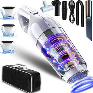 Aspirateur À Main,15000Pa Aspirateur Voiture Sans Fil Puissant Portable Mini 120W,Multifonctionnel Avec 3 Filtres Hepa Aspirateur De Table Humide Et Sec Rechargeable Pour Maison Bureau Canapé - Neuf