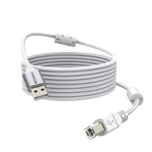 Câble Imprimante, USB 2 Mètres 2.0 A Mâle vers USB B Scanner Cordon Printer, USB Cable A vers B 2.0 Nylon Tressé Compatible avec HP, Dell, Brother, Xerox, Samsung et autres (5M) - Neuf