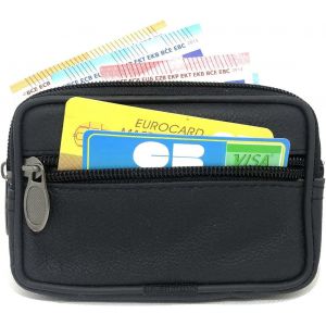 Portefeuille Homme - Porte Monnaie - Fermeture Éclaire - En Cuir - Pour Poches Plates - Avec Passant Ceinture - Compact Et Léger (Marron Foncé)[CEI9260385] - Neuf