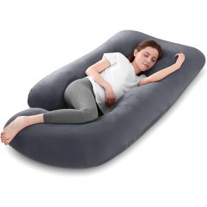 Coussin De Grossesse, Coussin D'allaitement, Oreiller De Grossesse En Forme De J Pour Femme Enceinte Avec Housse En Velours Amovible, Coussin De Maternité Et Corps Pour Dormir (Violet Foncé) - Neuf