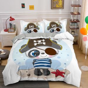 Housse De Couette X Cm Enfant Panda Pirate Bleu Parure De Lit Personne Avec Fermeture &iquest;&iquest;Clair Doux Confortable Respirant Microfibre Housse De Couette Et Taie D'oreiller X Cm - Neuf