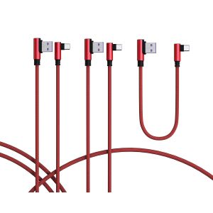 JGD-C&acirc;ble USB C, 3 Pack Type C &agrave; Angle Droit 90&deg; &agrave; Charge et Sync Rapide Compatible avec Huawei P40, Moto G9, Xiaomi Note 10/11/Pro, Realme 8 Samsung A52, S22/S21/S20/FE S10/A22/Pixel 6 etc Rouge - Neuf