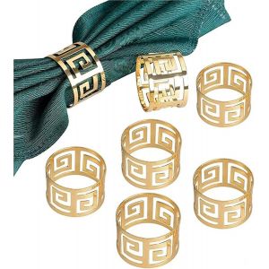 6pcs ronds de serviette,porte-serviettes en métal,boucles,ronds de serviette pour le dîner,décoration de table - Neuf
