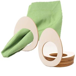 10pcs Rond De Serviette En Bois Oeufs De Pâques Rond De Serviette Supports Decor Dîner Pour Joyeuse Fête De Pâques Maison Table Décoration - Neuf
