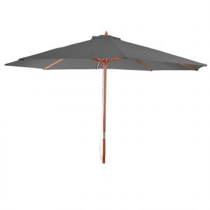 Parasol Florida Parasol De Jardin Parasol De March&eacute; Diam&egrave;tre 3 5m Polyester/Bois 7kg Gris Fonc&eacute; 04_0008008 - Neuf