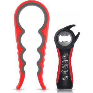 Ouvre-Couvercle, Ouvre-Pot Ouvre-Couvercle 2 Pièces, Ouvre-Bocal Caoutchouc 5 En 1 Et 4 En 1, Ouvre-Bocal Seniors Avec Poignée Antidérapante, Ouvre-Bouteille Et Canette Ide - Neuf
