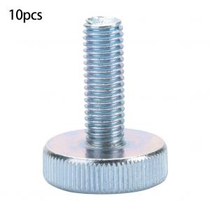 Lot de 10 vis a tete moletee plate en acier au carbone zingue M10 (M10 x 35) - Neuf